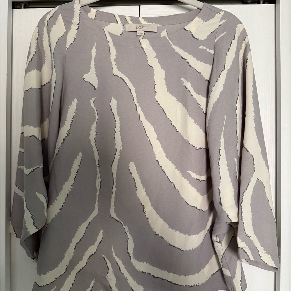 LOFT Cream Blouse with Dolman Sleeves and Relaxed Fit